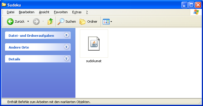 Sudokumat in explorer window - reday for doubleclick