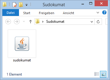 Sudokumat in explorer window - ready for coubleclick